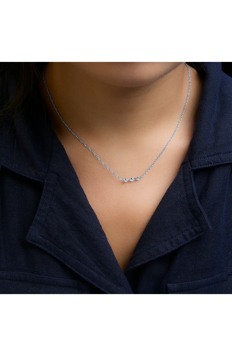 Haus of Brilliance Sterling Silver 1/5 Cttw Lab Grown Diamond 3 Stone Station Necklace, Alternate, color, Silver