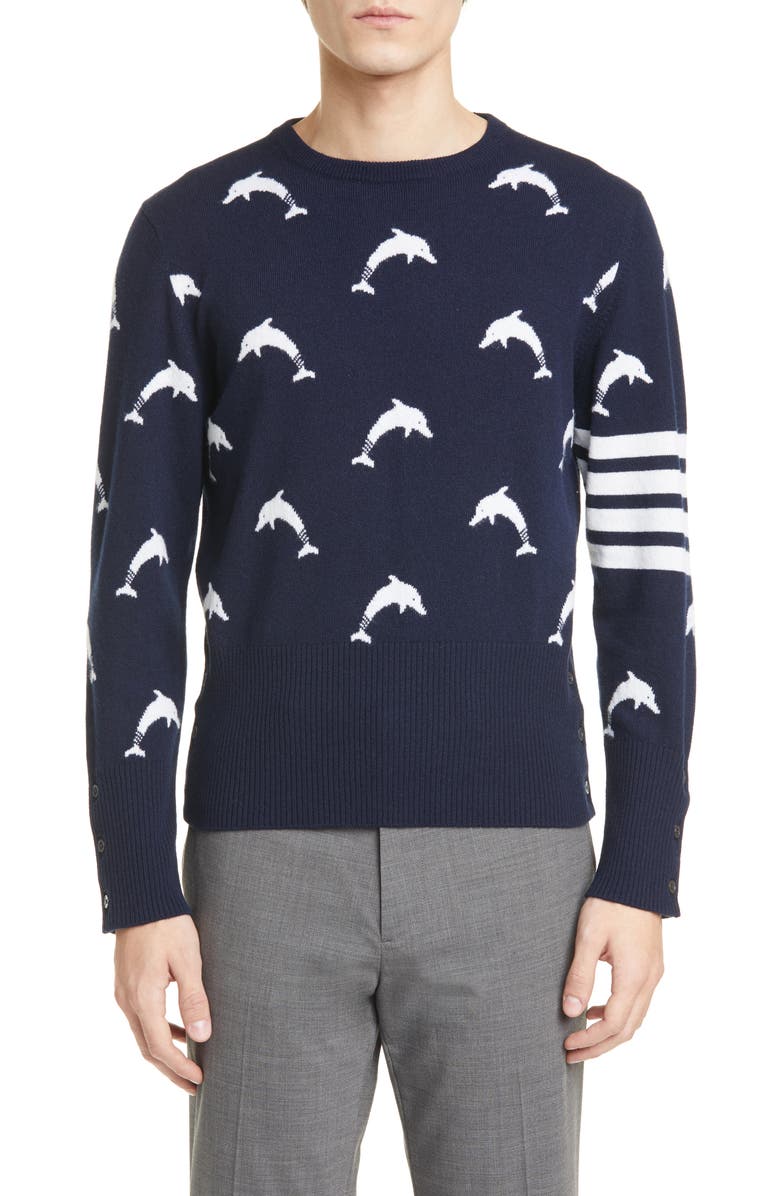 Thom Browne Dolphin Cashmere Sweater, Main, color,