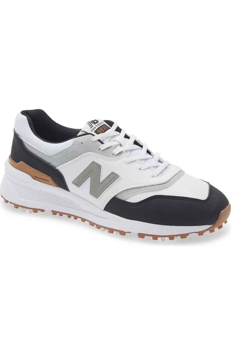 New Balance 997 Waterproof Golf Shoe, Main, color, White / Black