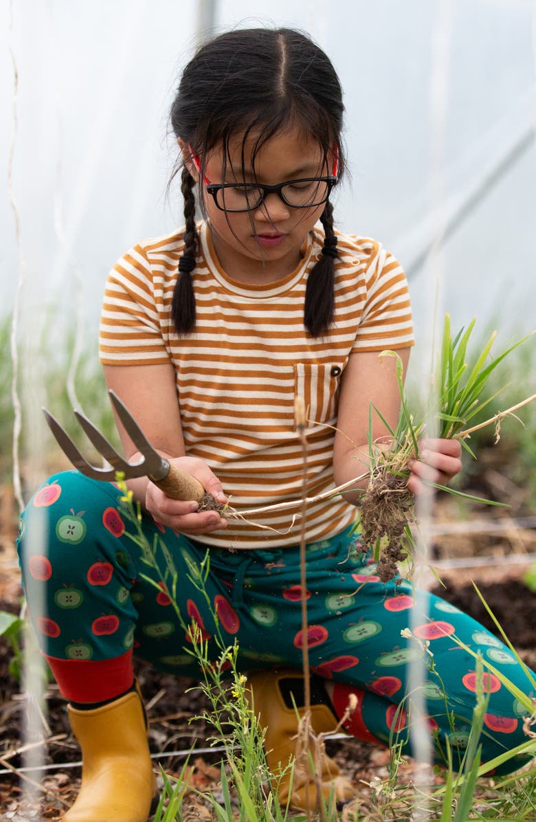 Little Green Radicals Kids' Stripe Organic Cotton Pocket T-Shirt, Alternate, color, Gold