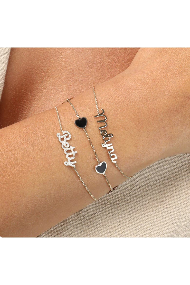 Onyx Heart Station Bracelet, Alternate, color, Onyx