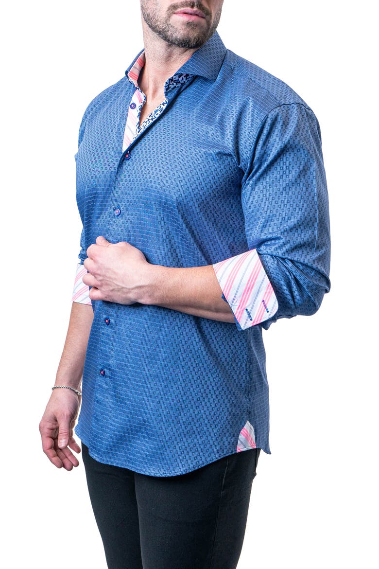 Einstein Goal Blue Contemporary Fit Button-Up Shirt, Alternate, color, BLUE