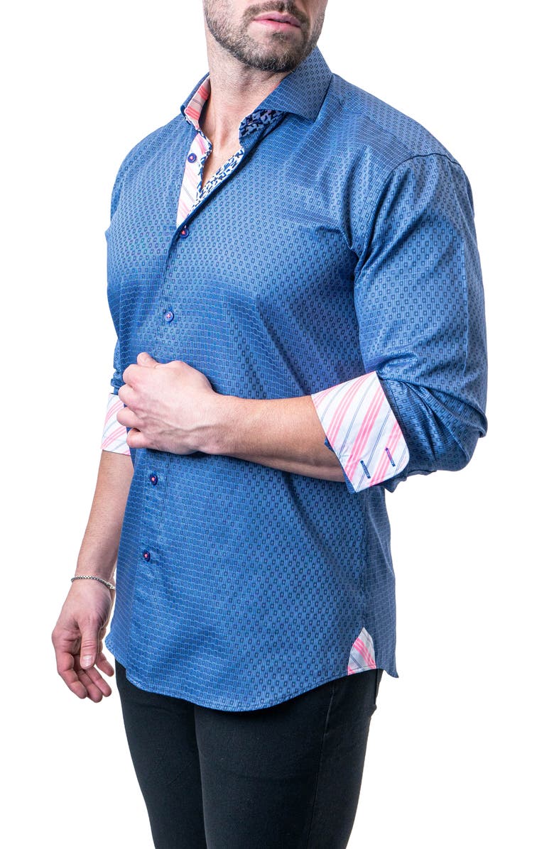 Maceoo Einstein Goal Blue Contemporary Fit Button-Up Shirt, Alternate, color, Blue