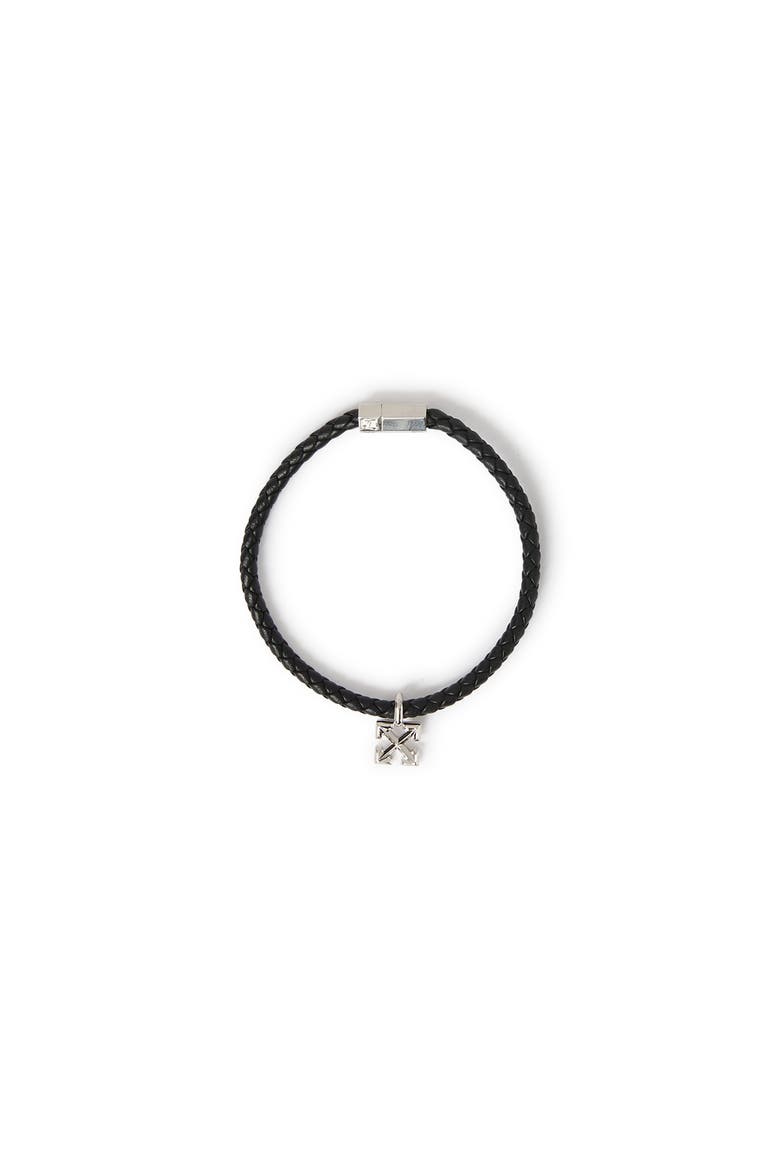 Men's Arrow Black Leather Bracelet, Main, color, Black