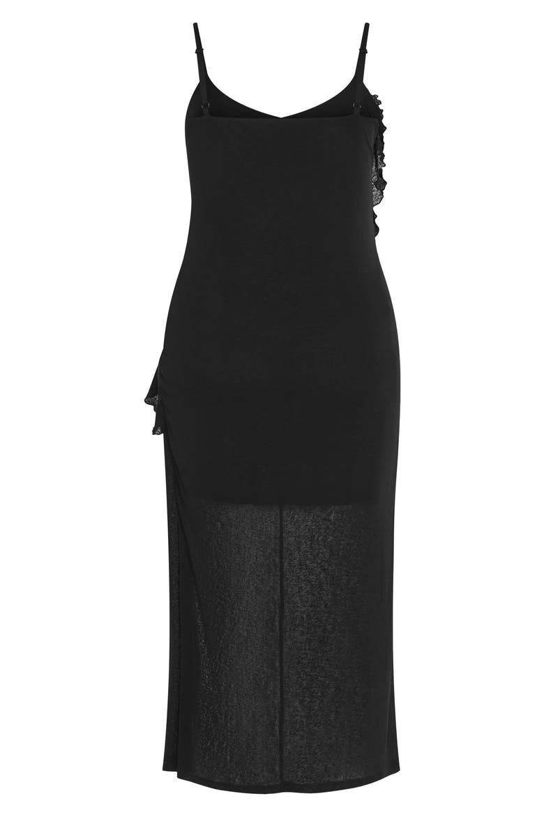 Shelby Ruffle Maxi Slipdress, Alternate, color, BLACK