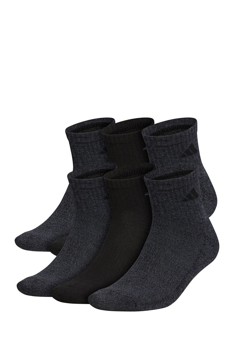 adidas Athletic Cushioned Quarter Crew Socks - Pack of 6, Alternate, color, Black