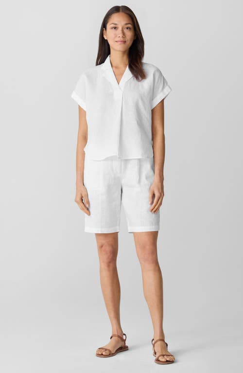 Eileen Fisher Cuffed Cap Sleeve Organic Linen Top In White