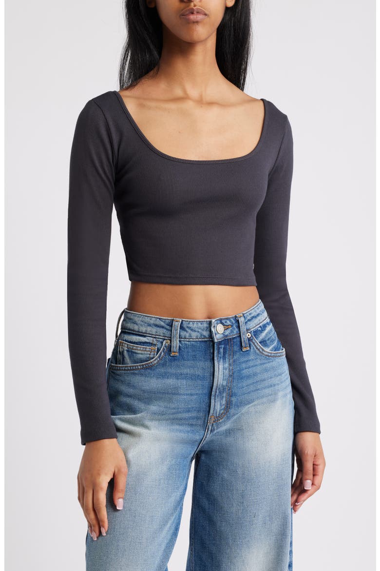 Good Keepsake Long Sleeve Crop Top, Main, color, PHANTOM