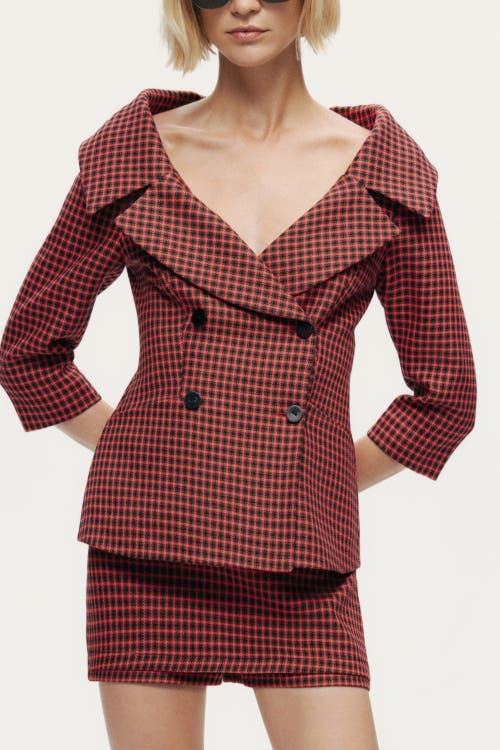 Nocturne Checked Portrait Collar Double-breasted Jacket In Multi