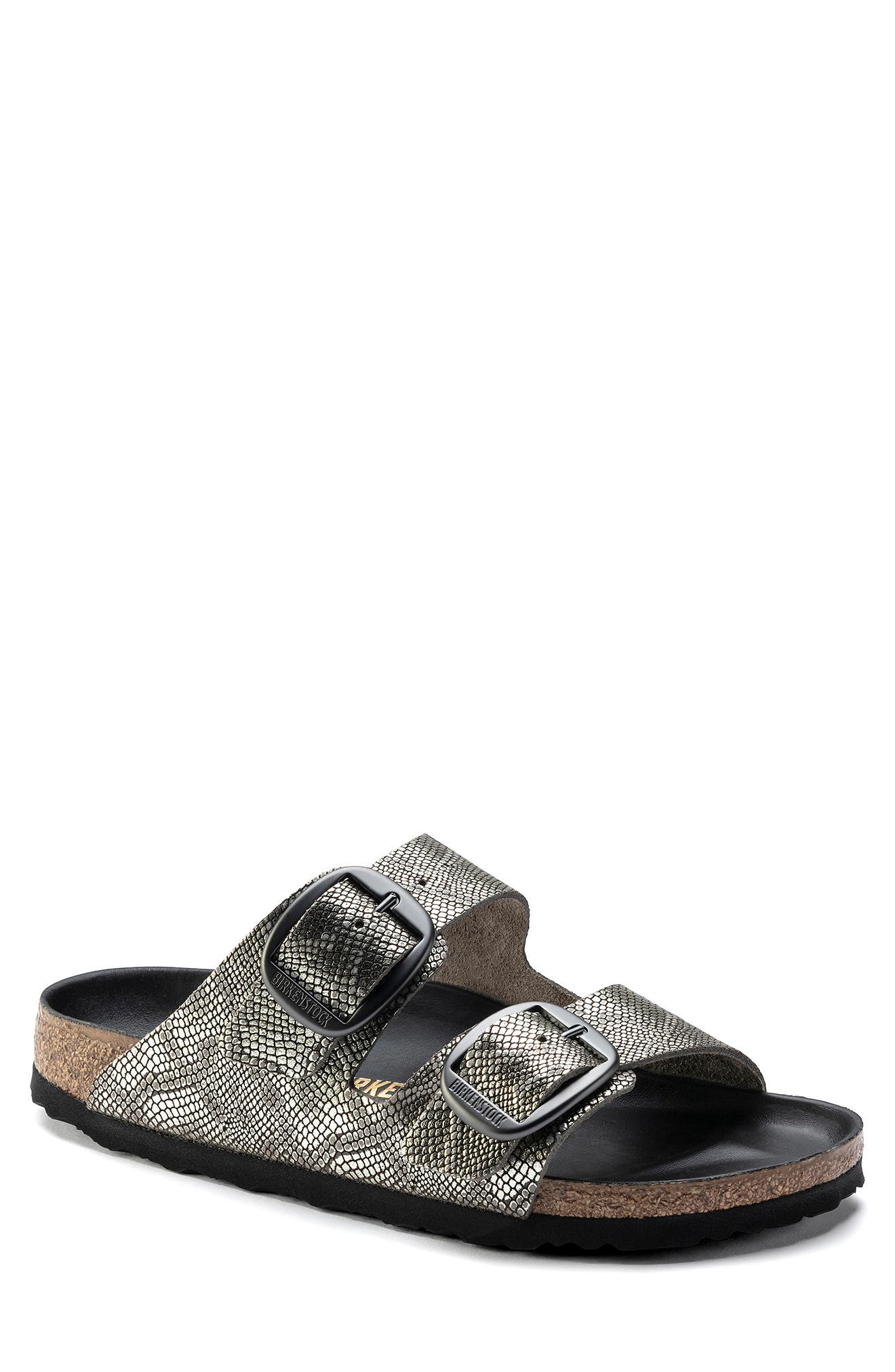 Birkenstock Arizona Snakeskin Print Suede Slide Sandal, Main, color, 