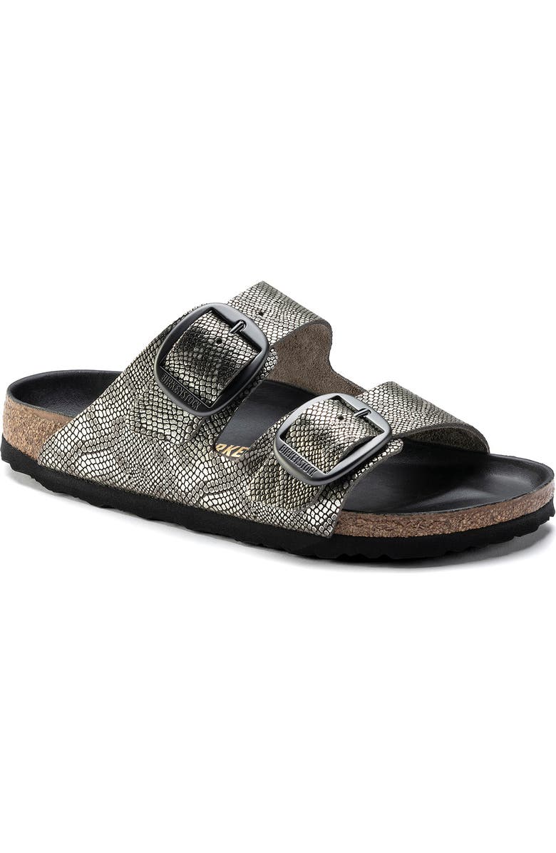 Birkenstock Arizona Snakeskin Print Suede Slide Sandal, Main, color,