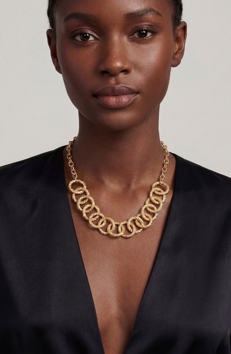 AREA STARS Circular Links Textured Necklace, Alternate, color, Geometric, Gold