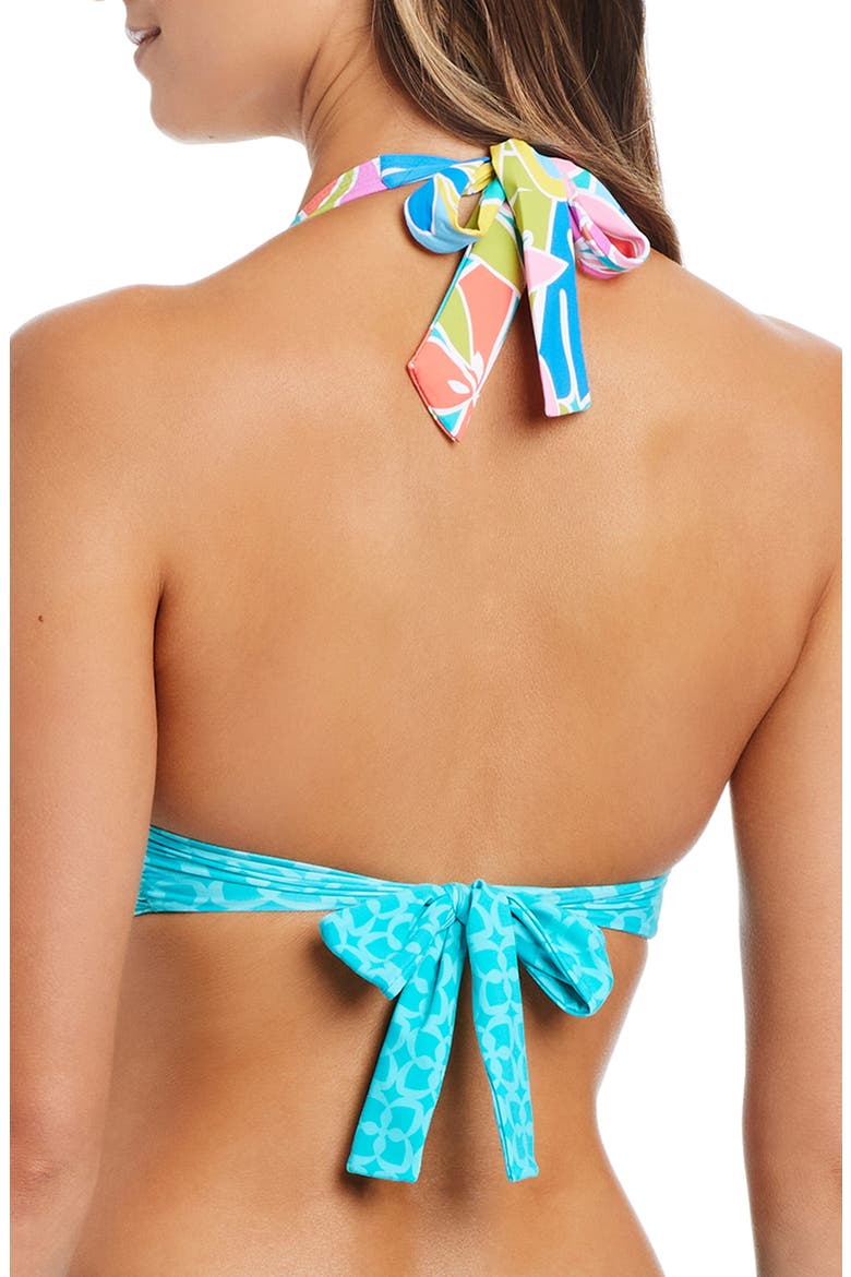 Floral Halter Bikini Top, Alternate, color, AQUA FRESCA