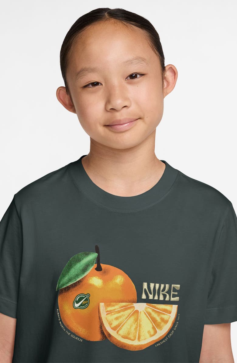 Nike Kids' Sportswear Fresh Crop Cotton Graphic T-Shirt, Alternate, color, Black Spruce