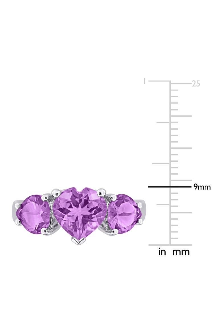 Sterling Silver Heart-Shape Amethyst 3-Stone Ring, Alternate, color, PURPLE