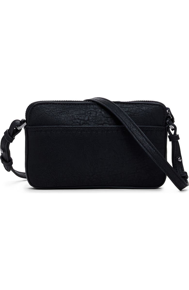 Desigual Embroidered Faux Leather Crossbody Bag, Alternate, color, Black