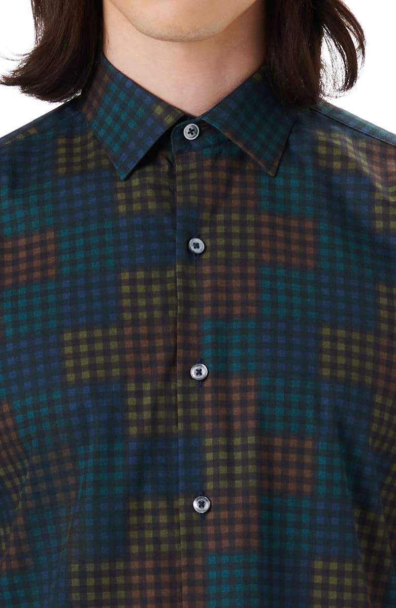Bugatchi Shaped Fit Check Stretch Button-Up Shirt, Alternate, color, 