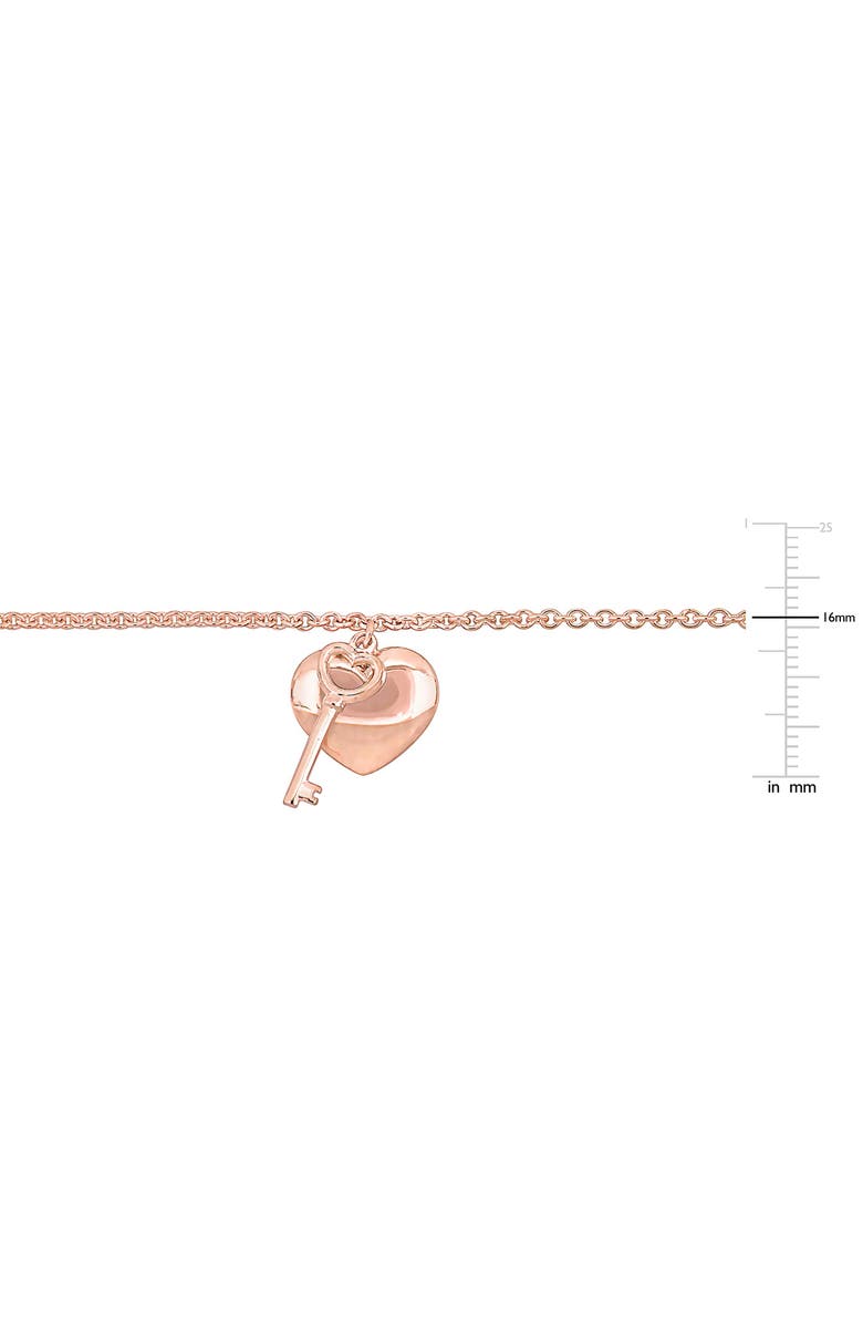 DELMAR Heart & Key Charm Bracelet, Alternate, color, Rose