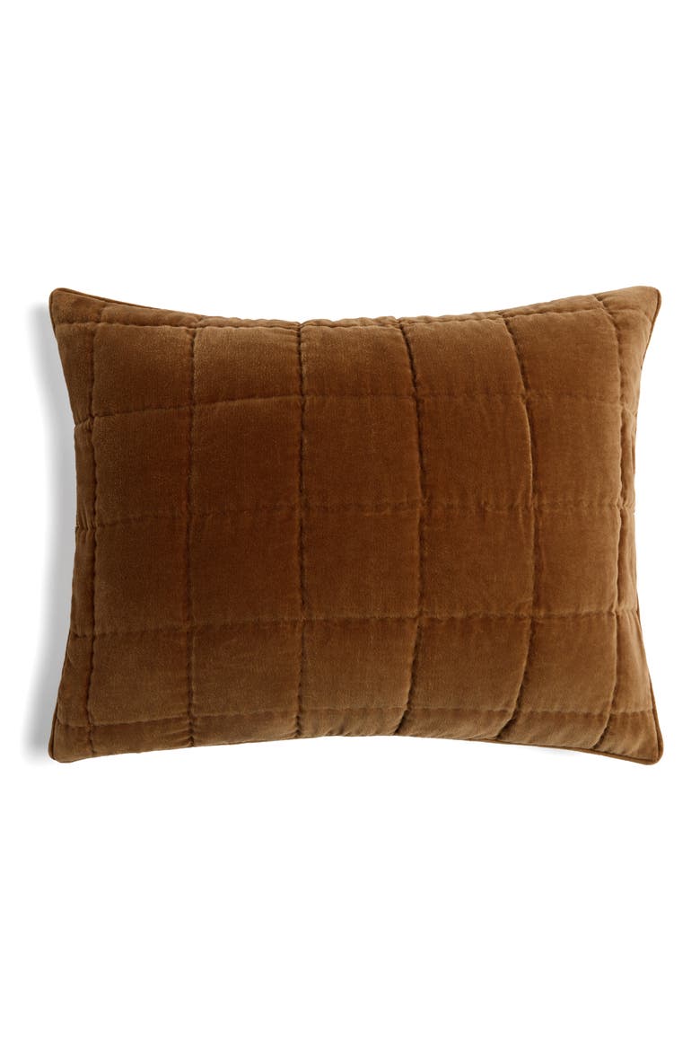 Set of 2 Hand Stitched Velveteen Pillow Shams, Alternate, color, TOBACCO