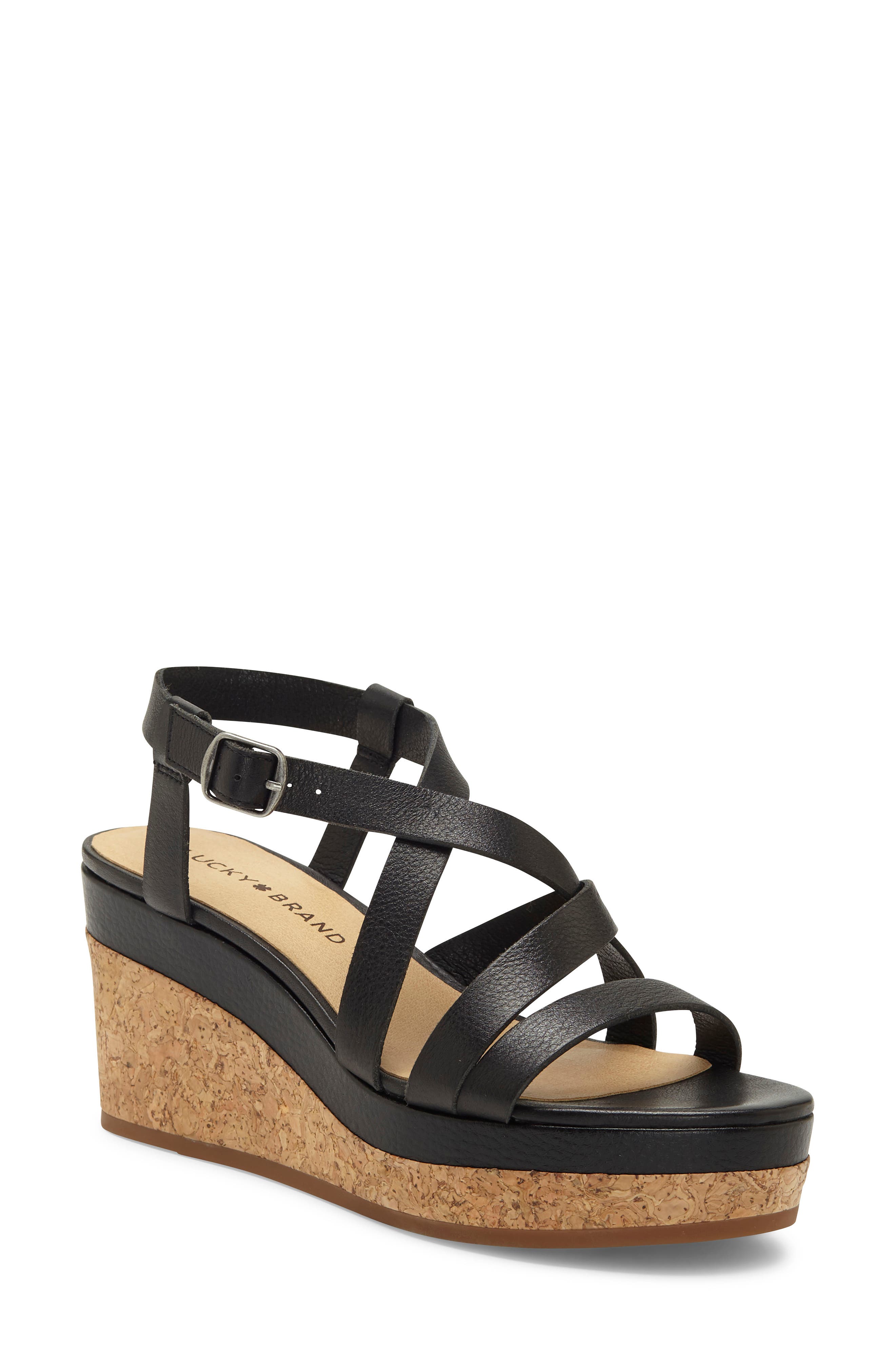 Lucky Brand Batikah Strappy Wedge Sandal, Main, color, 