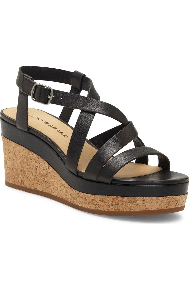 Lucky Brand Batikah Strappy Wedge Sandal, Main, color,