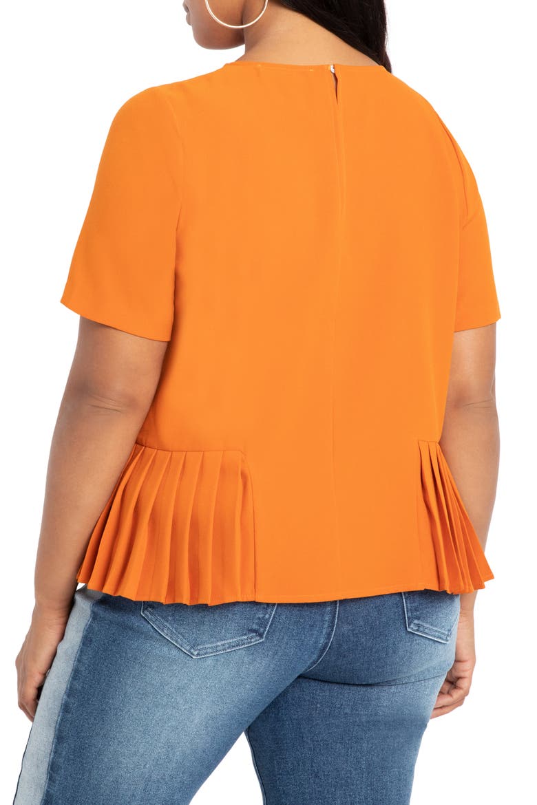 Pleated Hem Crepe Peplum Top, Alternate, color, AUTANTIUM