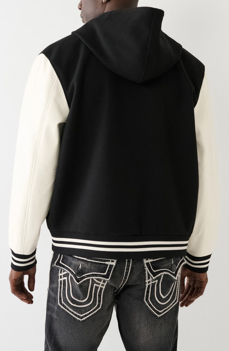 True Religion Brand Jeans Hooded Varsity Jacket, Alternate, color,