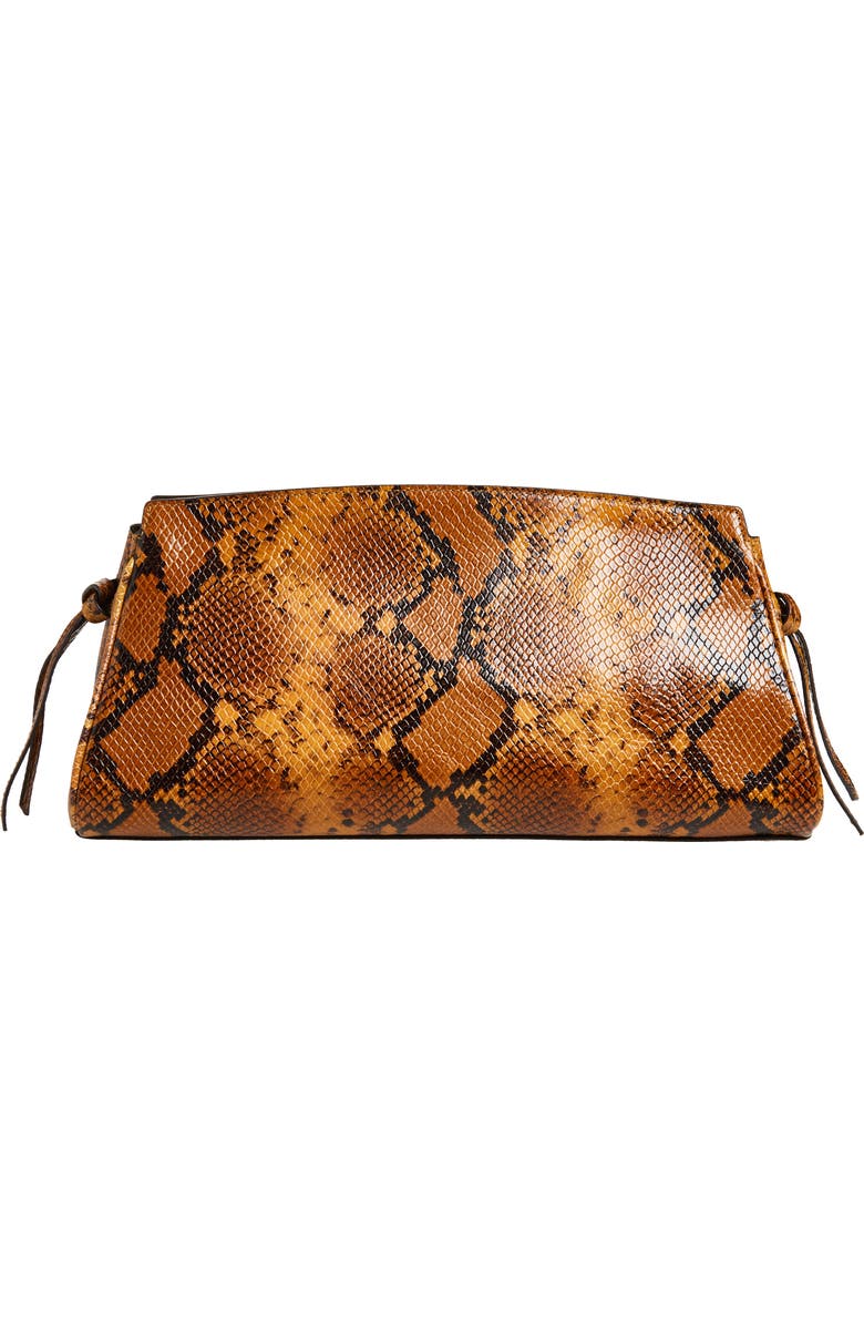 STAUD Maude Soft Leather Clutch, Main, color, Snake