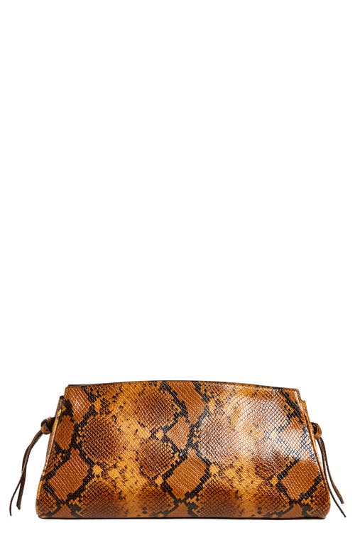Staud Maude Soft Woven Leather Clutch In Brown