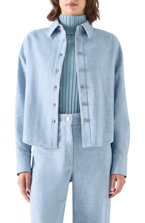 Cropped Cotton Denim Shirt