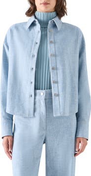 Akris punto Cropped Cotton Denim Shirt