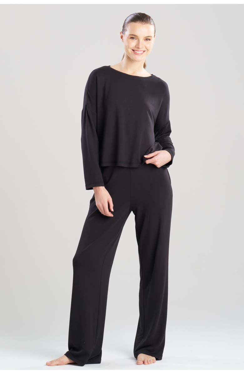Natori Edit Kaia Terry Destination Long Sleeve Top, Main, color, Black