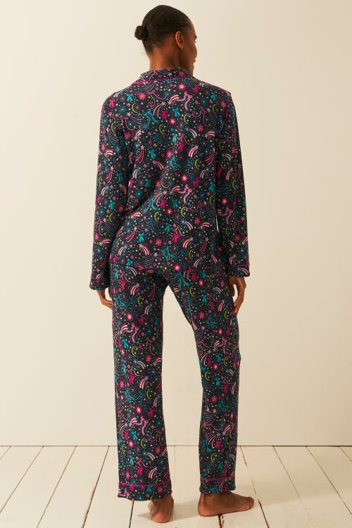 Stripe & Stare Long Pyjama Set In Blue