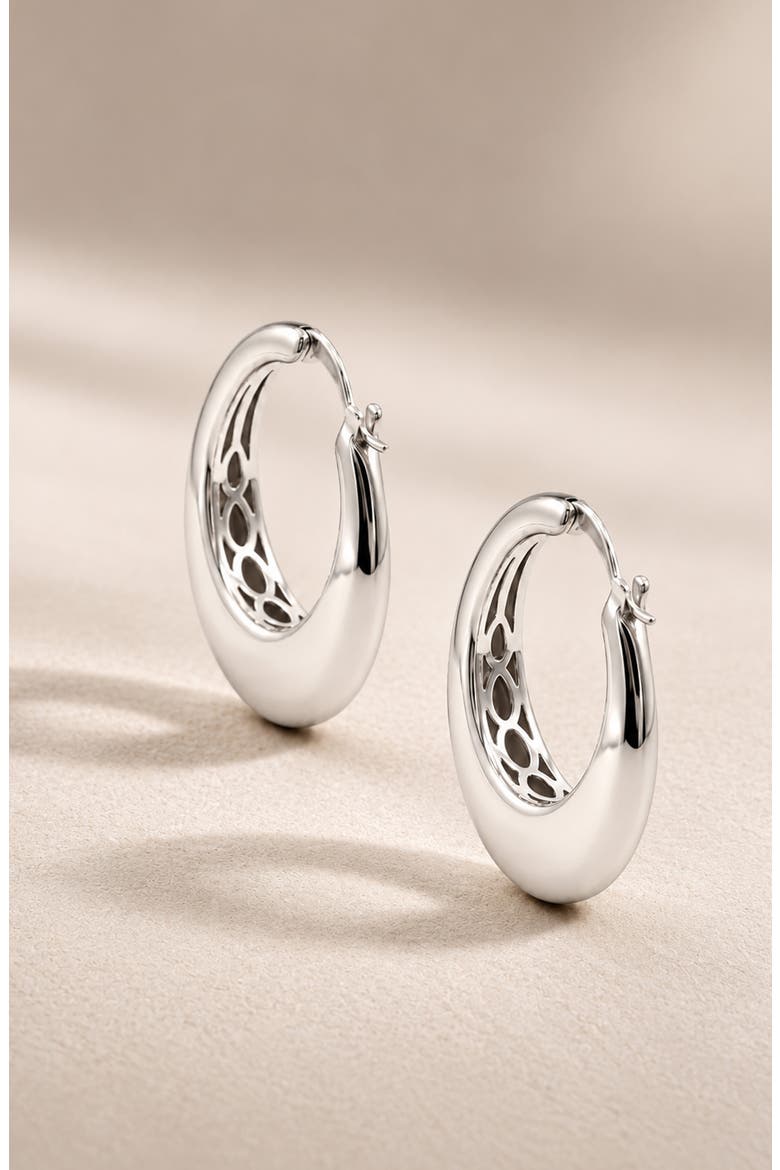 Chunky Openwork Hoop Earrings, Alternate, color, SILVER