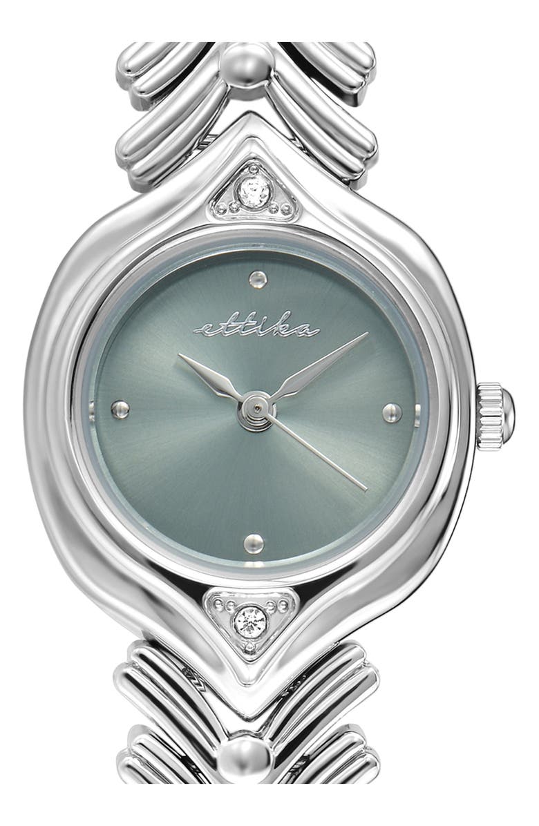 Ettika Round Case Chevron StrapWatch, Alternate, color, Seafoam