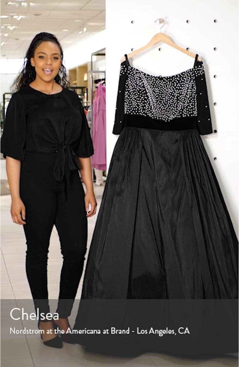 Imitation Pearl Beaded Off the Shoulder Ballgown, sales video thumbnail