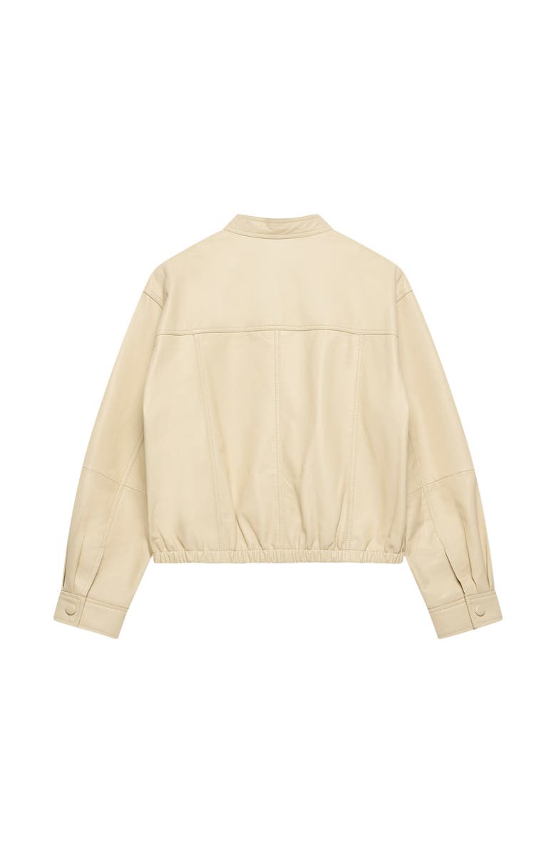 MINT VELVET Leather Cropped Pilot Bomber Jacket, Alternate, color, Yellow