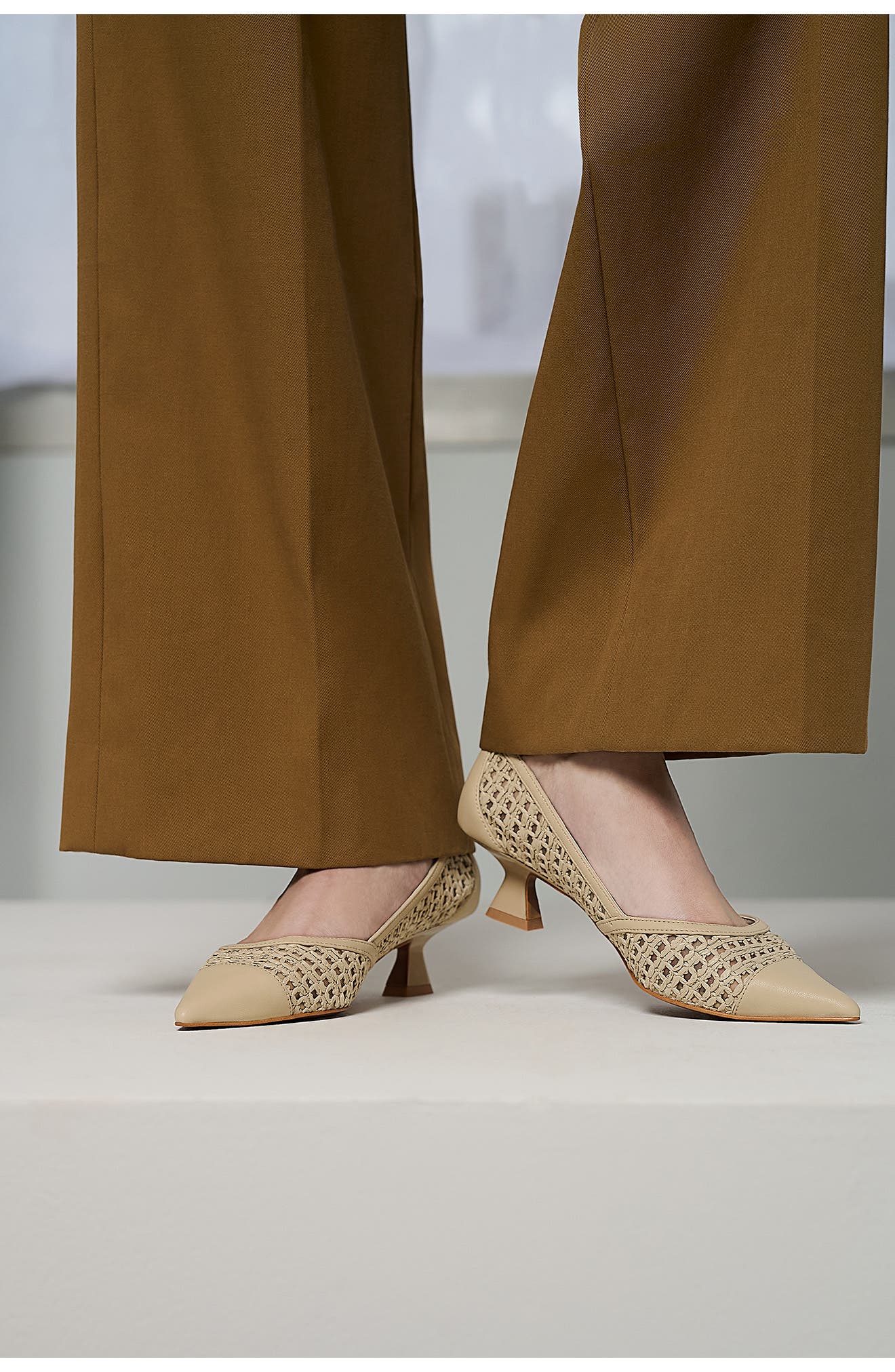 Franco Sarto Darcy Pointed Toe Kitten Heel Pump, Alternate, color, Beige