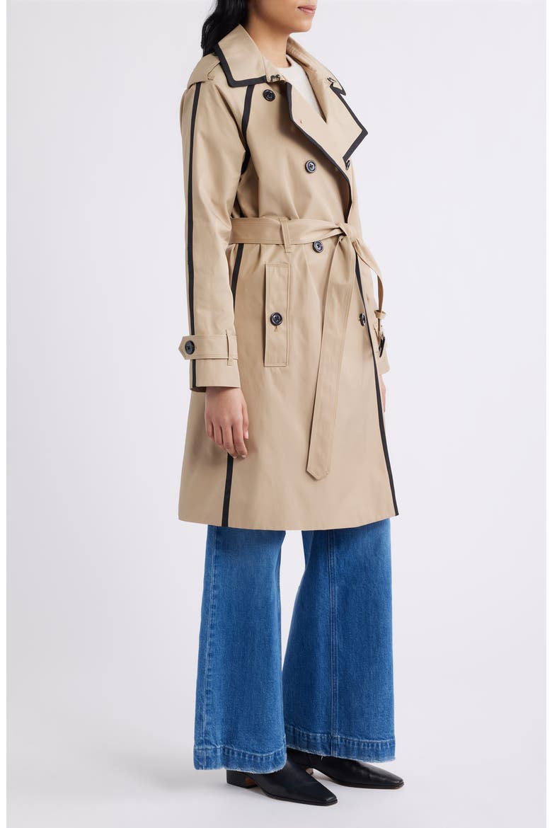 Double Breasted Trench Coat, Alternate, color, STONE/ BLACK