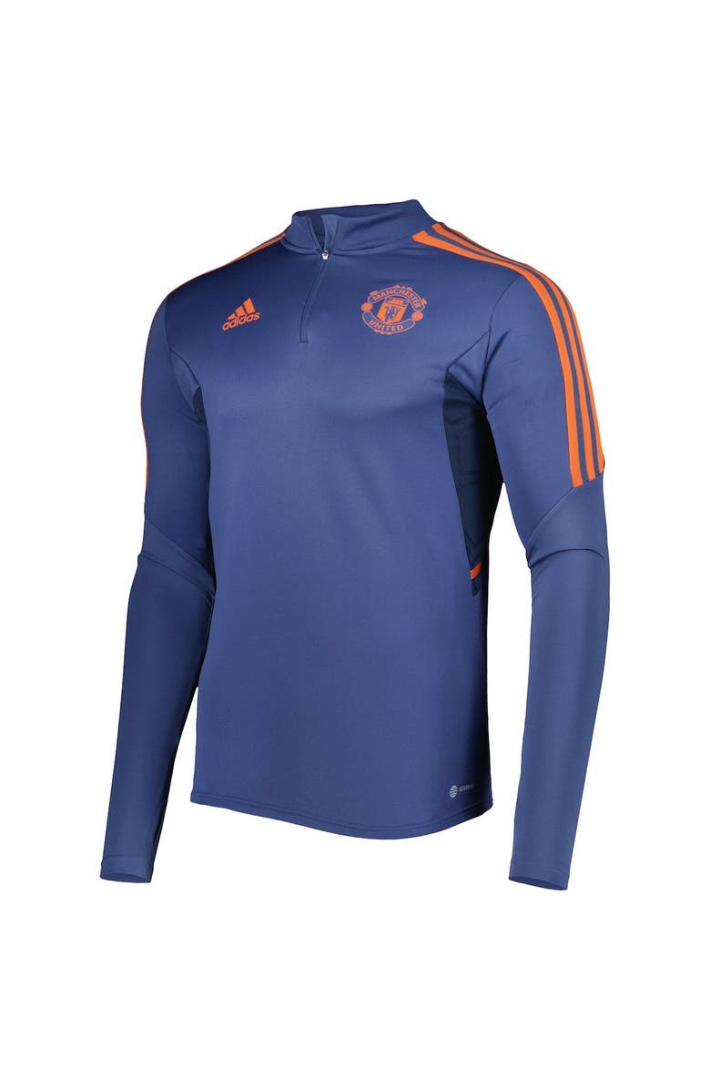 adidas Men's adidas Navy Manchester United Team Training AEROREADY Quarter-Zip Top, Alternate, color, 