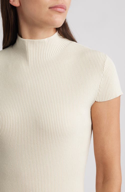Elie Tahari The Ramona Rib Mock Neck Top In White