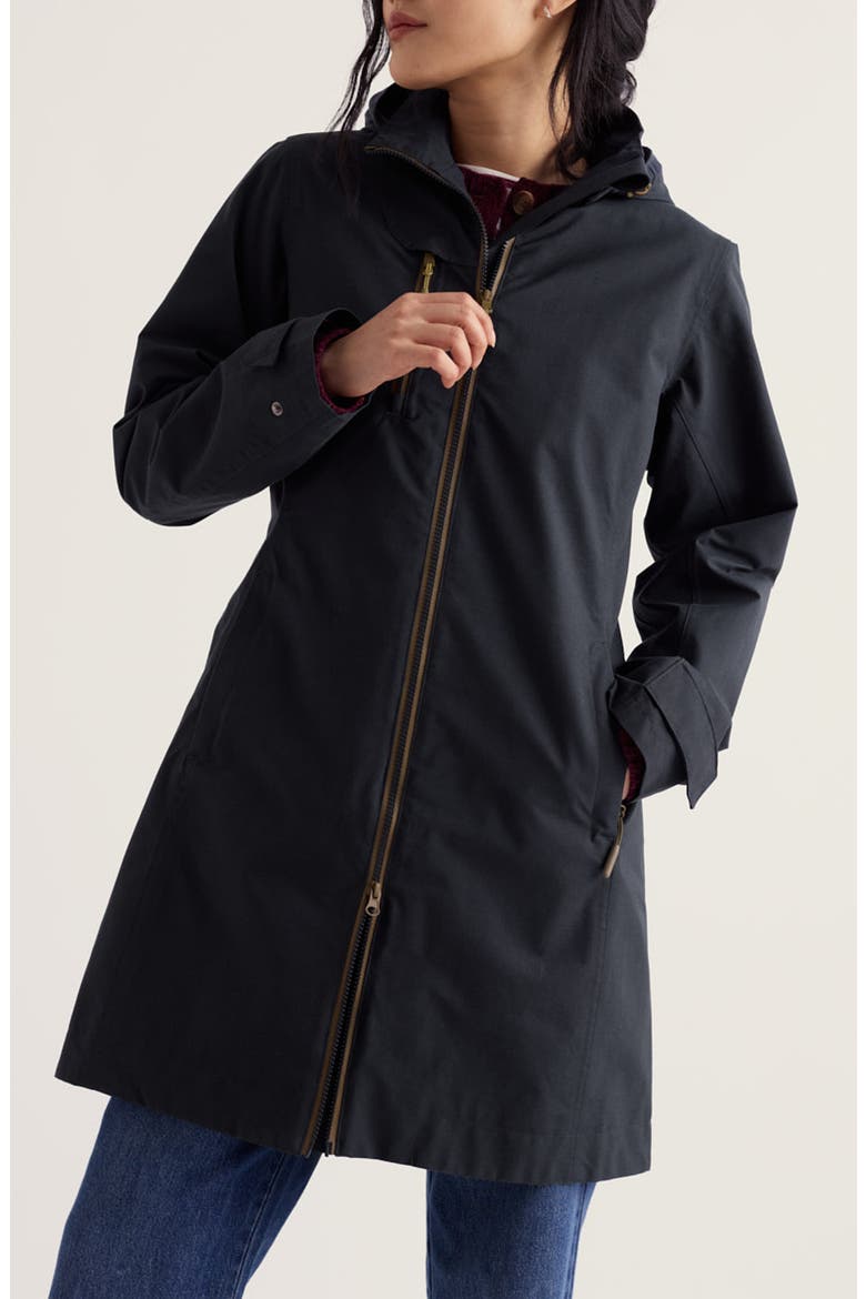 Coverack Waterproof Organic Cotton Raincoat with Removable Hood, Main, color, INKWELL
