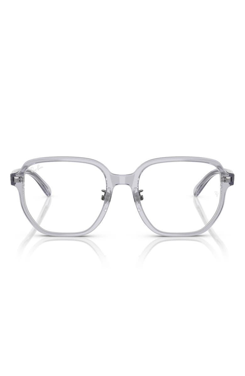 Ray-Ban 54mm Irregular Optical Glasses, Main, color, Transparent Grey