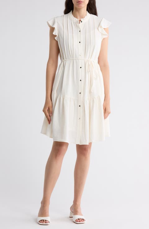 Flutter Sleeve Shirtdress