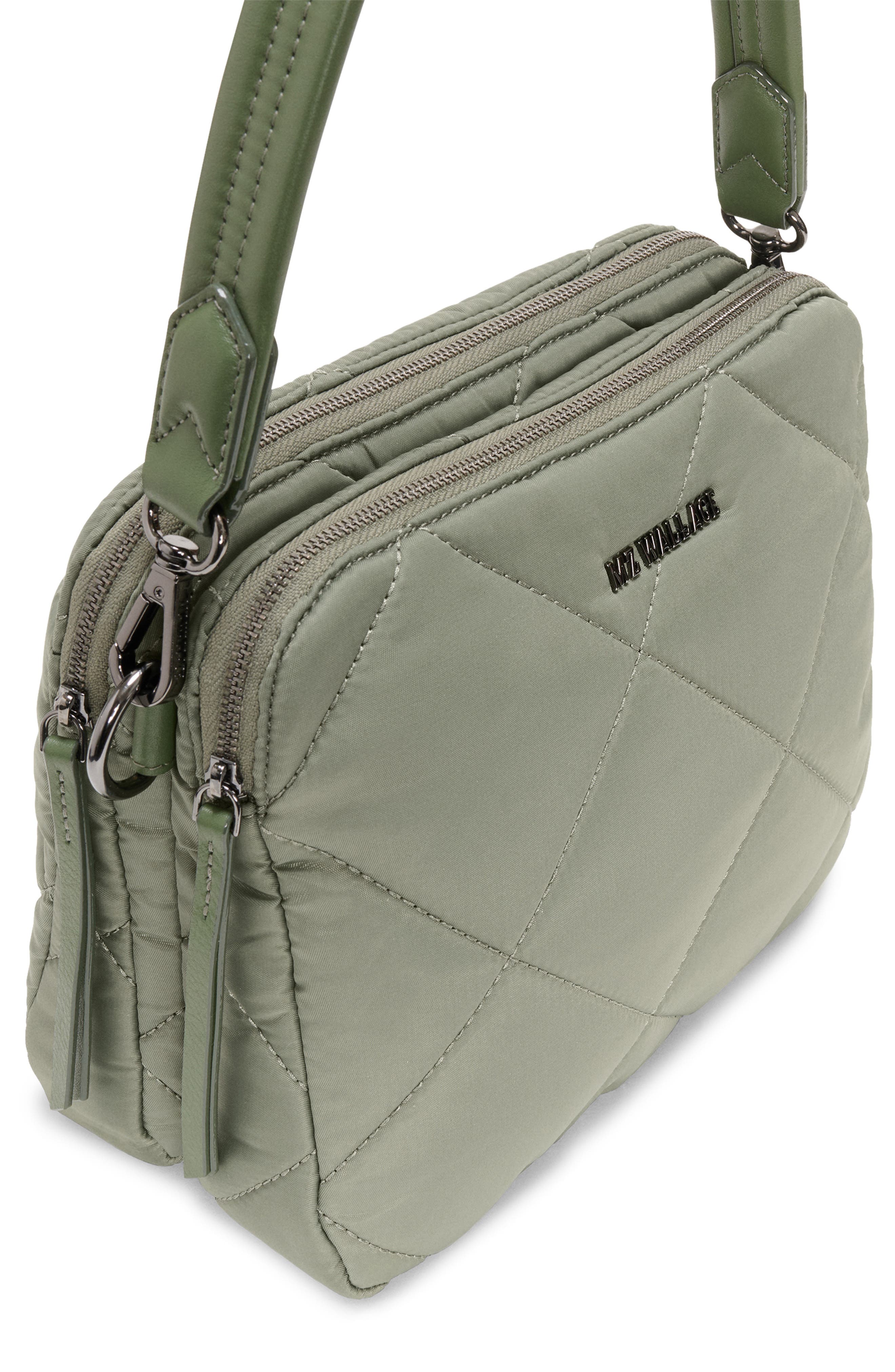 MZ Wallace Madison Quilted Nylon Crossbody Bag, Alternate, color, Agave Green