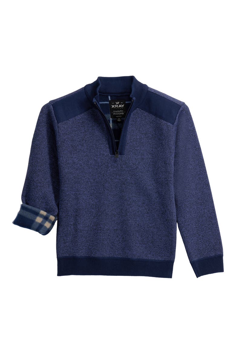Kids' Fleece Quarter Zip Sweater, Alternate, color, INK BLUE/MIDNIGHT