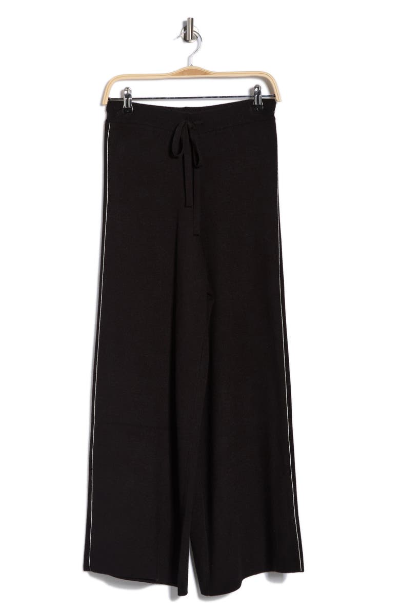 MAX STUDIO Tipped Wide Leg Sweater Pants, Main, color, Black / Ivory