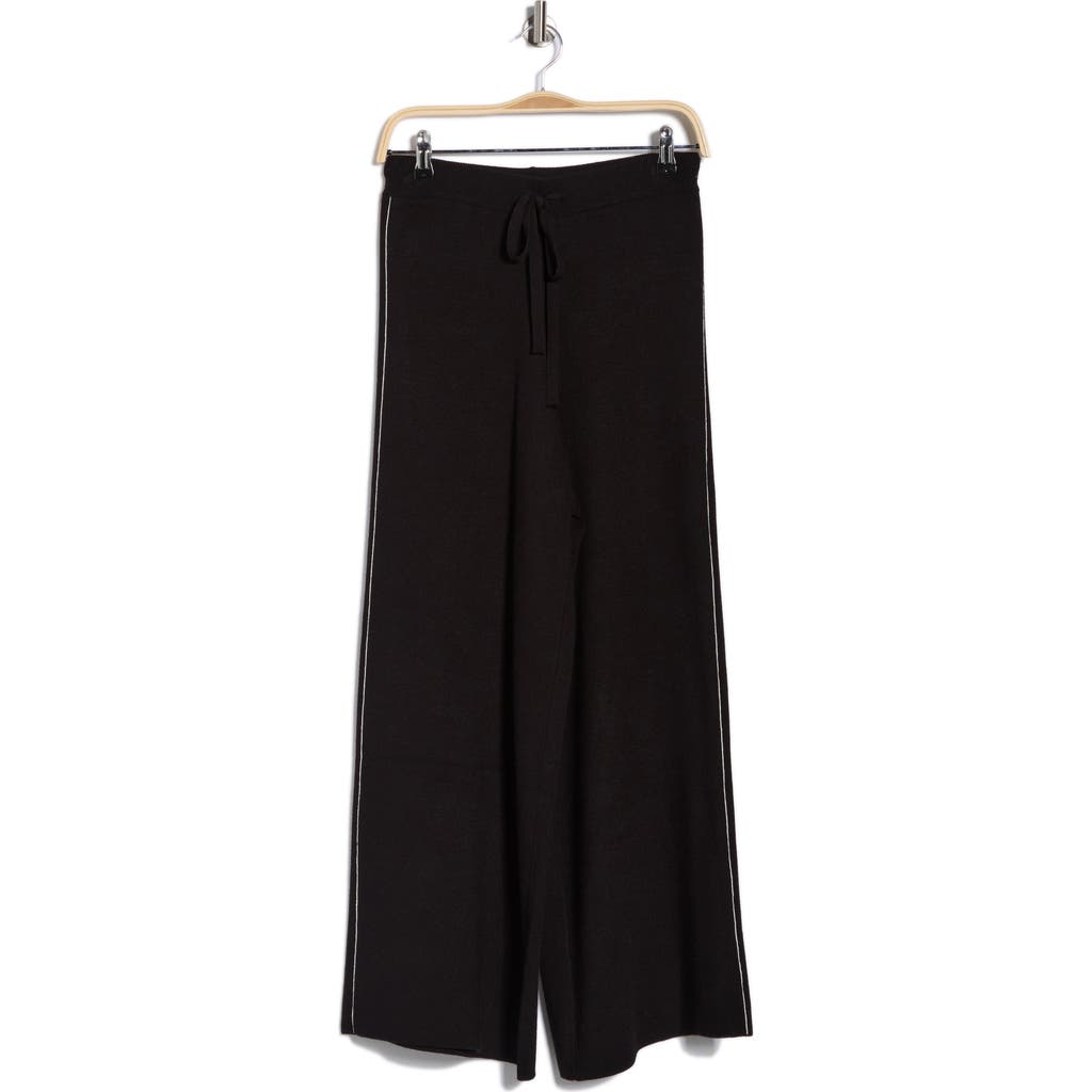 Max Studio Tipped Wide Leg Sweater Pants In Black