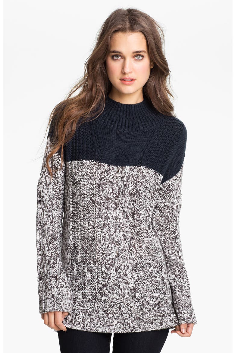Colorblock Cable Sweater, Main, color, NAVY- ECLIPSE COMBO