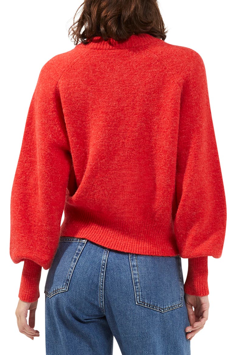 Neya Pearly Cardigan, Alternate, color, FIERY RED